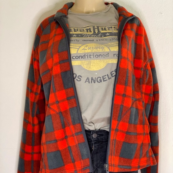 Sweaters - Merona Plaid Fleece Jacket Full Zip Up Sweater